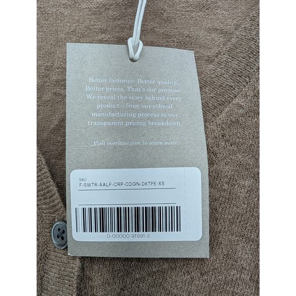 NWT Everlane Alpaca Cropped Cardigan Sweater in Dark Taupe size XS - Picture 3 of 6